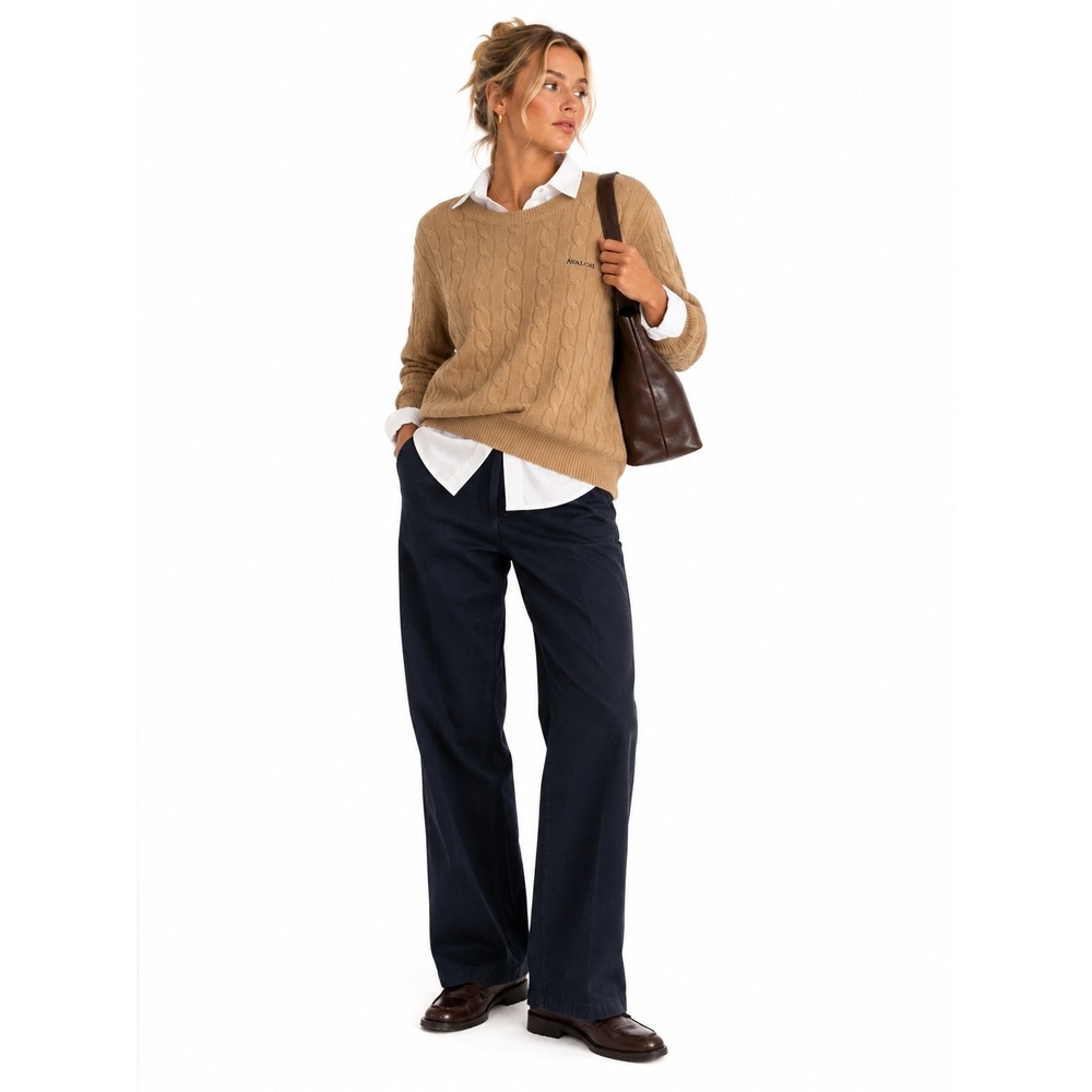 Vineyard Vines Cashmere Cable Knit Sweater Women Large Camel Old Money Preppy - Picture 1 of 10
